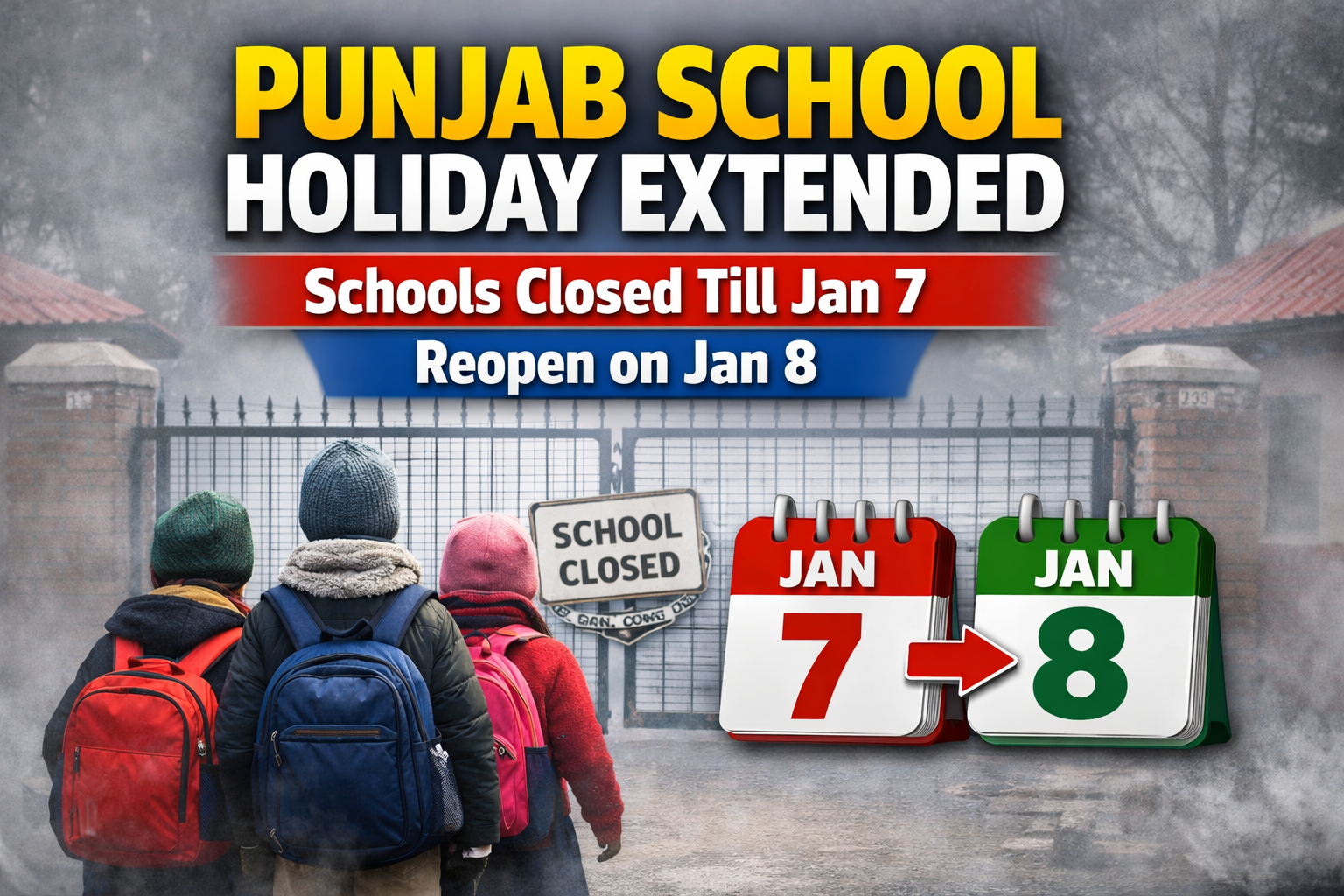 Punjab schools closed till January 7 as winter holidays extended, schools to reopen on January 8