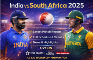 India vs South Africa 2025 cricket match showing players from both teams, latest results, full schedule and live streaming details