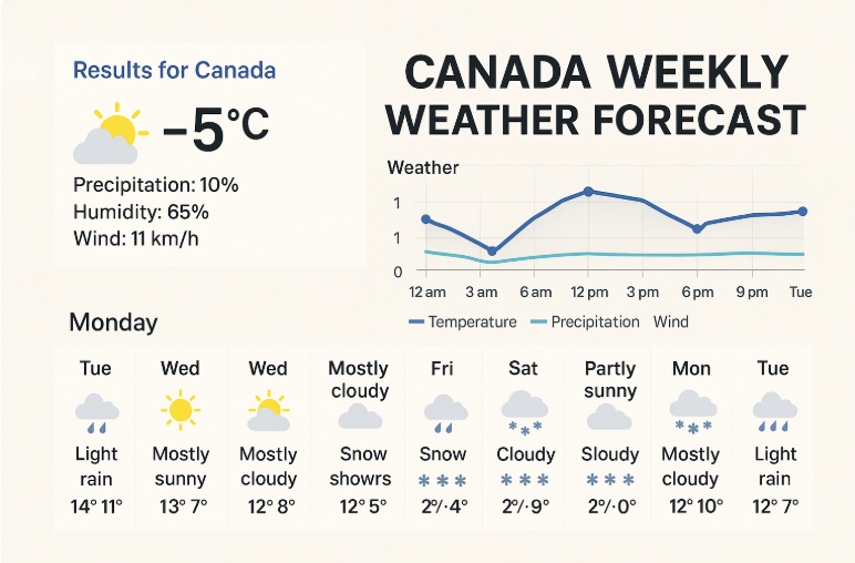 Punjab Weekly Weather Forecast infographic showing sunshine, clouds, hourly temperature trend, and 7-day weather outlook for Punjab.