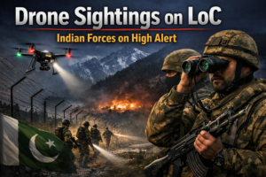 Pakistani drone spotted near Line of Control in Jammu and Kashmir as Indian security forces remain on high alert before Republic Day.