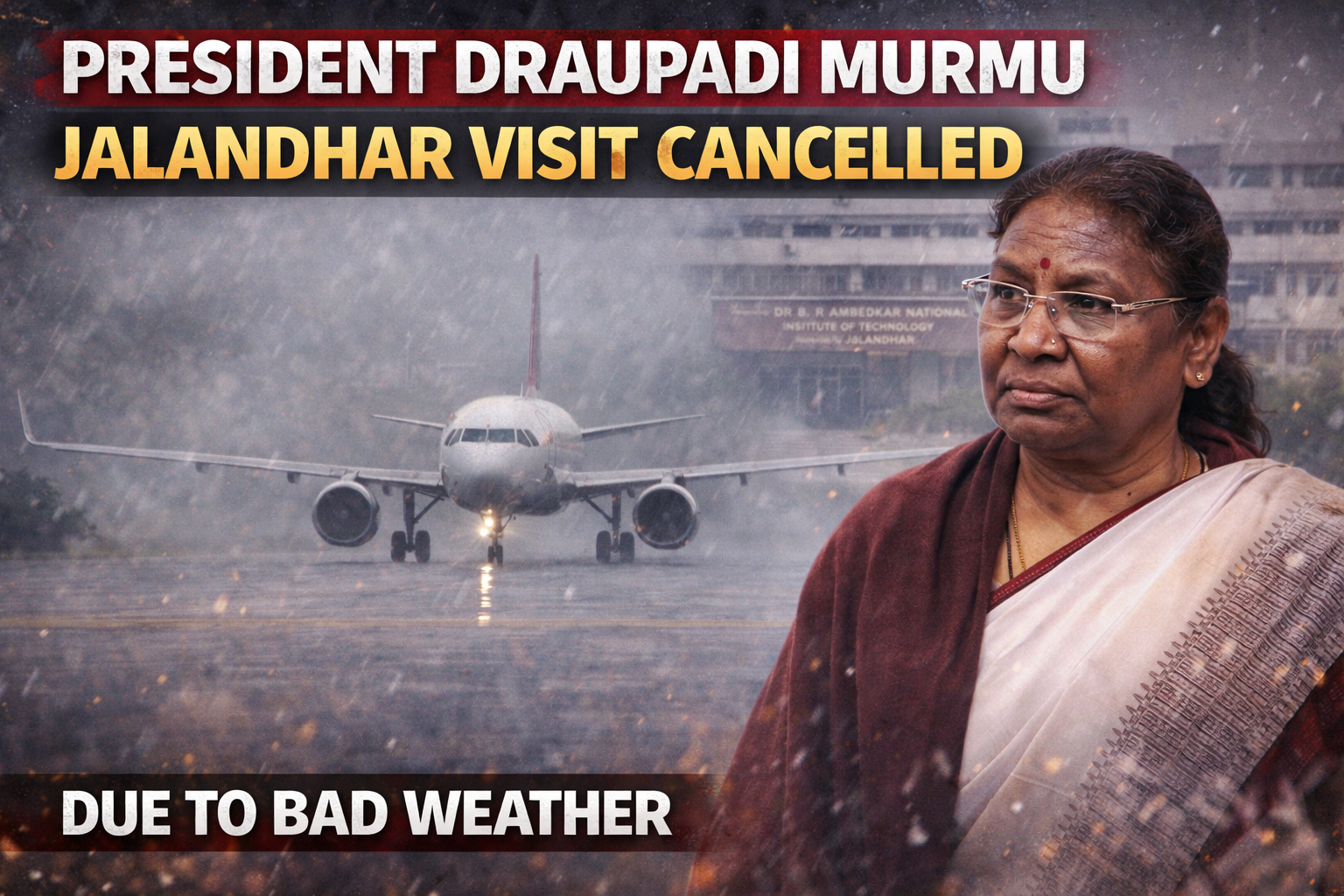 President Draupadi Murmu’s Jalandhar visit cancelled as flight could not take off from Amritsar due to bad weather conditions