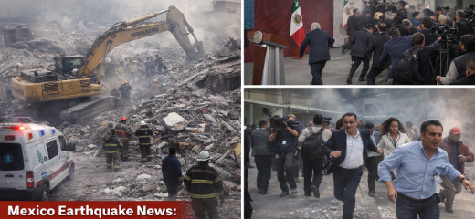 Rescue teams and civilians evacuate after a 6.5 magnitude earthquake strikes Mexico